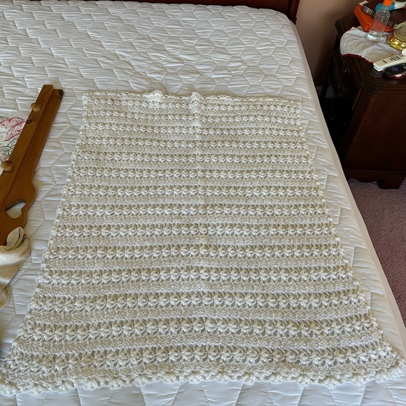 Two hand crocheted outfits with a One crocheted blanket
With a Pearl White Yarn - Picture 14 of 16